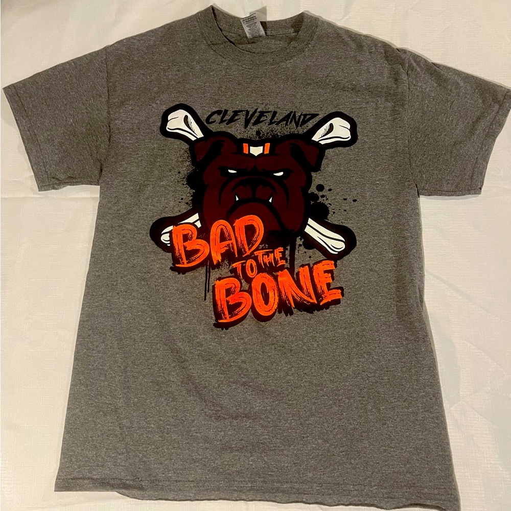 RARE Cleveland Browns Medium Tee Shirt - Bad To The Bone DAWGPOUND TSHIRT